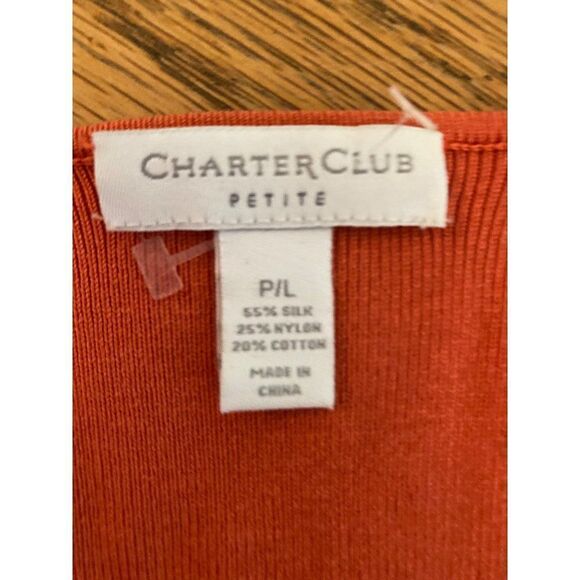 Charter Club, women's orange button front silk blend cardigan size PL - Picture 8 of 8